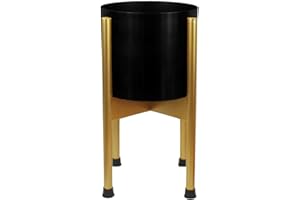 Leaf Metal Planter, Gold, Black, 38.5cm