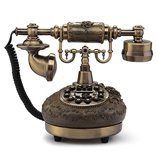 fitTek® FACILLA Teléfono Antiguo Mesa Sobremesa Mano Libre Metal Res