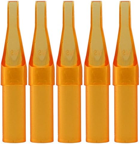 ITATOO TATTOO 100pcs 9mag Healthy Sterile Yellow Plastic Disposable Tattoo Tips Flat Mag Tips for Needles Tattoo 8F 9M1 9RM 9F 9RF 17M2 17RM2 (9FT)