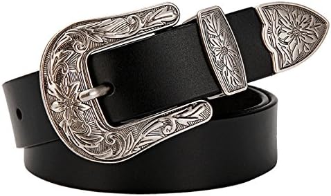 Vintage Leather Belt for Women Western Cowgirl Floral Buckle
