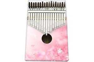 Hearda Portable Kalimba Thumb Piano 17 keys, Solid Spruce Wood Handmade Mbira Finger Piano, African Finger Keyboard with Tuning Hammer, Gift for Friends Adult Beginners (Pink)