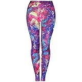 GoVIA Damen Sporthose Leggings mit Allover-Grafik-Aufdruck Microfaser Funktionstights Laufhose bunt 4128 M -