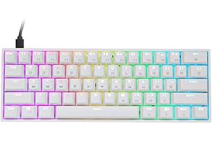 EPOMAKER SKYLOONG SK61 GK61 60% Tastiera Meccanica Retroilluminata RGB, che USB-C, optical hot swap e personalizzabili, ABS, NKRO, antipolvere, per PC/MAC/Gamer (Bianco, Gateron Ottico Marrone)