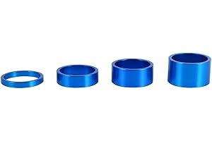 Yosoo Health Gear 4PCS Headset Spacers, Aluminum Alloy Handlebar Spacers for 28.6mm Bicycle Front Stem Fork, 5mm/10mm/15mm/20mm Bike Stem Headset Spacers for MTB Mountain Bike, Road Bike (Blue)