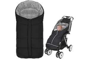 RPPIUP Sacco Passeggino Invernale, 97 × 44cm Coprigambe Universale Sacco Passeggino InvernaleImpermeabile Antivento Tappetino,Adatto per Passeggini,Seggiolini Auto (Nero)