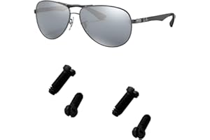 HICYCLE2 Silberne Ersatzschrauben für Aviator RB8313 8301 88307 8303 Sonnenbrillen-Reparatur-Set (4 Stück), Schraubendreher (schwarz)