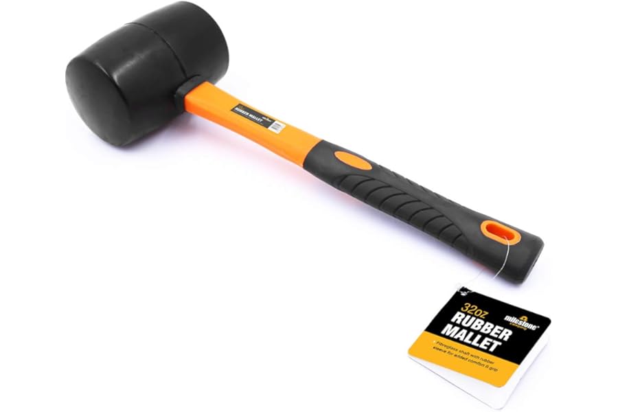 Milestone Camping 16000 32oz Rubber Mallet/Sturdy Fibreglass Handle/Ideal for Putting Up Tents & Canopies