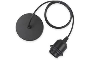 Vecys Lampy E27 czarne z mocowaniem pierścieniem śrubowym, Oprawa Lampy Wiszące ze zdejmowanym śrubem, kabel 100 cm z Regulacją Wysokości, Klosz Lampy do Wyboru, do lamp Sufitowej lampa wisząca