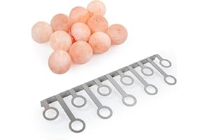 Saunainter Himalayan Salzkugeln mit Edelstahl-Wandhalterung - Natürlicher Luftreiniger und Salztherapie für die Sauna (11 Stück mit Wandhalterung)