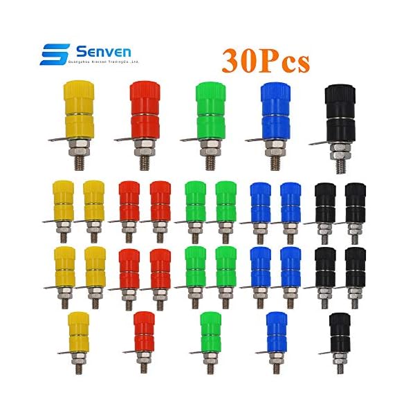 Senven 30 Stücke beruf Bananenstecker, 4mm Bananenstecker Binding Terminal Jack, bananen adapter, bananen typ panel buchsen - 5 Farbe
