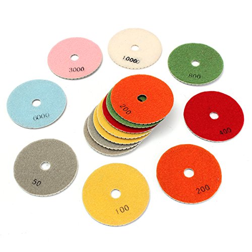 KING DO WAY 16pcs Polierset Polierscheiben 4'' Diamantschleiftopf Diamant Polierscheibe Schleifscheibe polishing pads