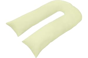 CHILIMILII 9ft,12Ft U Shape Pillow Cover Case Only- Polycotton U-Pillow Covers for Allergenic, Maternity, Nursing & Pregnancy Full Body Support-Protection from Anti Dust Mite & Anti Allergey (9 Ft, Cream)