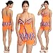 Very Pleasing Swim Sexy Multi Orange Blue Striped Haltered Neck Two Piece BoyLeg Bottom Tankini-Beach Wear RS.1349.00