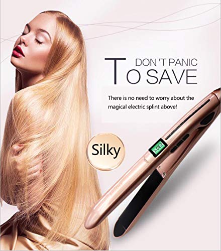 Hair Straightener LCD Display Roll Straight Dual-Use Electric Splint Short Hair Inside Buckle Hair Curler Straightening Plate Perm Gold