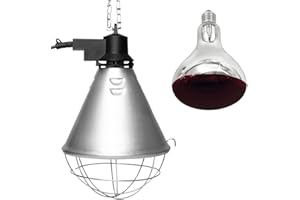 NCC-Licht Aufzuchtleuchte Wärmelampe Wärmestrahler Infrarot Rotlicht BR125 150W Rot für Tiere Hühner Ferkel Schutzkorb 5m Kabel & Stecker
