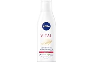 NIVEA VITAL Skäm bort rengöringsmjölk, ansiktstvättmjölk för mogen hud tar bort smink och hudföroreningar noggrant, mild rengöringsmjölk (200 ml)