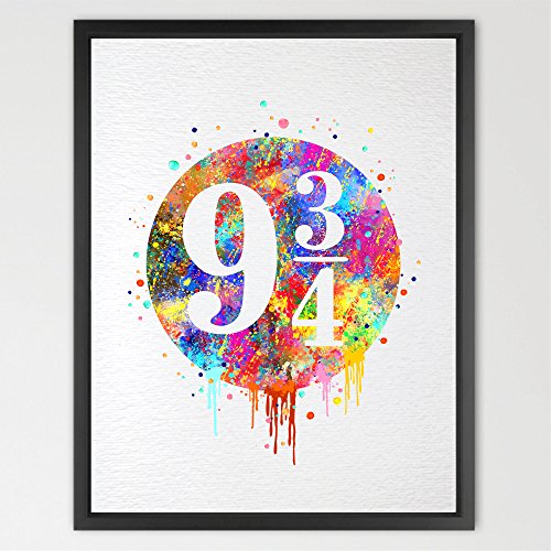 Dignovel Studios A4 Platform 9 3/4 Harry Potter Print Hogwarts Abstract watercolour Nursery Art Mixed Media Poster Children Art Gift Modern Wall Room Décor N331-Unframed