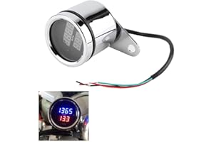 LetCart Digital Motor Betriebsstundenzähler, 2 in 1 Motorrad LED Digital Voltmeter Tachometer Messgerät Metall Kilometerzähler Tachometer, Drehzahlmesser für Kettensägen, Rasenmäher und Motorräder