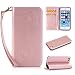 Produktbild Nancen Apple iPhone 5 / 5S / SE (4 Zoll) Handyhülle, Luxus Rosegold Prägung Schmetterling und Blume Muster Flip Case PU Leder Tasche Ledertasche Etui Protective Schale Bookstyle Schutzhülle mit Standfunktion und Invisible Magnetverschluss