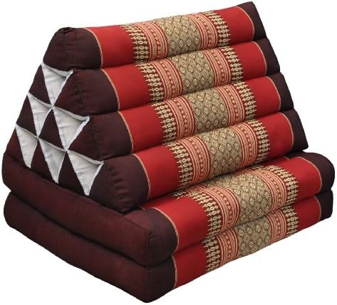 Thai triangular cushion with 2 mattress folds, relaxation, beach, pool, meditation garden, brown/red (82302)