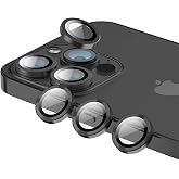 Babilden İphone Al&uuml;minyum Alaşım &Ccedil;er&ccedil;eveli Tempered Glass Kamera Lens Koruyucu (İphone 12 Pro Max, Black)