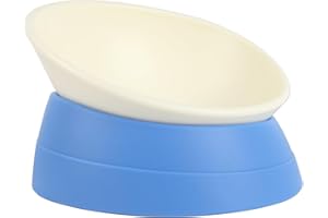 JWPC Bulldog Bowl Anti-Slip Dog Cat Dish Detachable Rubber Dog Bowl Pet Sterile Tilted Pet Feeder Slope Bas (Blue, 3.5 Cup (Medium/Large Dog))