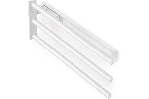 Emuca - Wysuwany wieszak na ręczniki, 3 ramiona, 440 mm, aluminium, biały