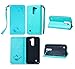 Produktbild Lonchee LG K7 (5,0 Zoll) Wallet Tasche Brieftasche Schutzhülle , geprägten Design Hochwertige PU Leder Folio Tasche Case Hülle im Bookstyle mit Standfunktion Kredit Kartenfächer (Mint Green)