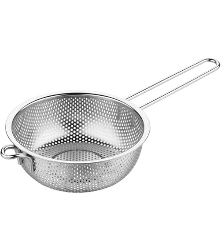 Nudelsieb Edelstahl HOLIDYOYO Edelstahl Nudelsieb Mit Ergonomischem Griff – Feinmaschiges Sieb Für Pasta, Gemüse & Mehr – Hängend Aufbewahrbar, 38 Cm – Praktisches Küchengerät