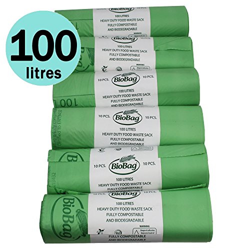 Buy 100L x60 Heavy Duty Compostable Food Waste Sacks Compost Bag Food