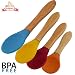 Babynow Baby Spoons [4 Colour Set] Bamboo Handle with Soft Silicone Tip - No BPA - Perfect Babyshower Present - Large 5.5 Inch Size