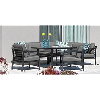 Amazon.de: Aluminium Garten Sitzgruppe Essgruppe mit Eckbank Tisch und