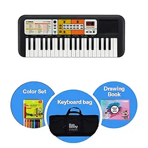 Yamaha PSS-F30 Portable Keyboard With Promotional Value Pack Includes Blueberry Bag, Drawing Book, Wax Crayons (Battery and USB powered)