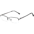 QECEPEI Half Rimless Metal Eyewear Frames Blue Light Blocking Transparent Lens Business Glasses