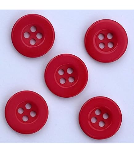 Lot De 30 Boutons En Résine PRECIOSA - Ronds 18mm, 2 Trous, Rouge - Fabriqué En France