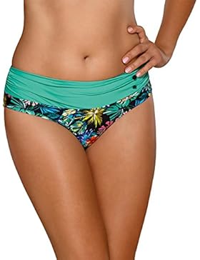 Ava SF-47/1 bikini slip da bagno liscio colorato fantasia floreale a vita media - fabbricato in UE