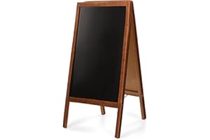 Mg Design Chevalet ardoise en bois 60 × 120 cm – recto verso, pliable et effaçable – panneau publicitaire pour restaurants, commerces et événements