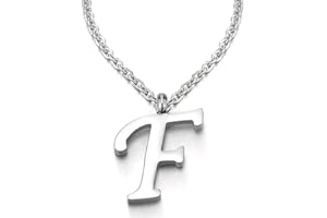 COOLSTEELANDBEYOND Naszyjnik z zawieszką z inicjałem alfabetu od A do Z, ze stali nierdzewnej, dla kobiet i mężczyzn, z łańcuszkiem o długości 50 cm