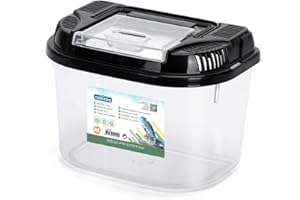 Nobleza Terrarium pour Reptile et Amphibiens, Boîte d'Élevage en Plastique Transparent, Faunarium pour Tortue Lézarde Gecko Araignée Caméléon Grillons Scorpion, Taille M:L22.4*W15.3*H15.3cm