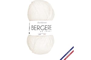 Bergère de France - BARISIENNE, pelote de laine à tricoter et au crochet (50g) - 100% Acrylique - 4 mm - Fabrication Française - Fil Rond, très Doux - Blanc (IGLOO)