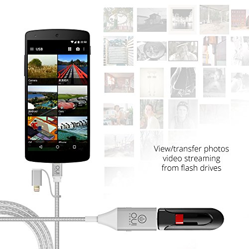 [KICKSTARTER] 2-in-1 OTG zu Micro USB Kabel Adapter (Male & Female Switch) für Android Smart Handys & Tablets(up to Android 4.2 and mit OTG Funktion), mit Micro USB zu Lightning USB Kable Adapter, Aluminium Grey - 2