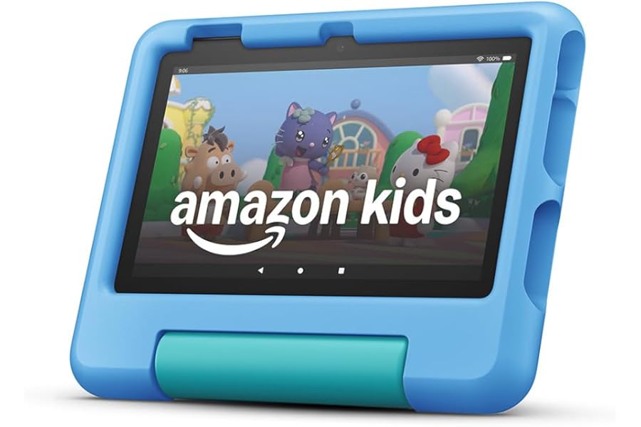 Amazon Fire 7 Kids tablet | 7" display, ages 3–7, includes ads-free books, games and videos that children love, parental controls, 10-hour battery, 32 GB