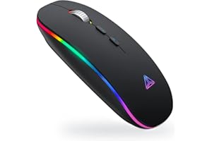 Uineer Raton Bluetooth, LED Raton Inalambrico Bluetooth (BT5.1 + 2.4G USB) Recargable, 3 Niveles dpi Ratones Inalámbrico para