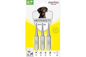 martec PET CARE Spot on für Hunde ab 15 Kg - Parasitenabwehr auf pflanzlicher Basis - gegen Zecken, Milben, Flöhe - 3X Spot On für Hunde
