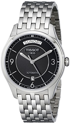 Tissot Men's T-One 38.5mm Steel Bracelet & Case Automatic Black Dial Analog Watch T038.430.11.057.00