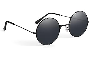 KOMONEE Lennon Style Flat Lens Round Retro Classic Sunglasses Vintage Hippy Tea Shades Unisex Steampunk UV400 Protection