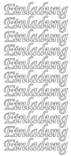 Konturensticker " Einladung" 1 silber ,bogen 10 x 23 cm