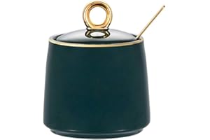 HCHLQLZ vert Porcelaine Bol à Sucre, Sucrier avec Cuillère et Couvercle Récipients D'épicespour Boîte Assaisonnement la Maison et de Cuisine