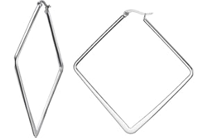 VNOX Stainless Steel Large Square Hollow Out Minimalist Geometry Hoop Earrings for Women Girls