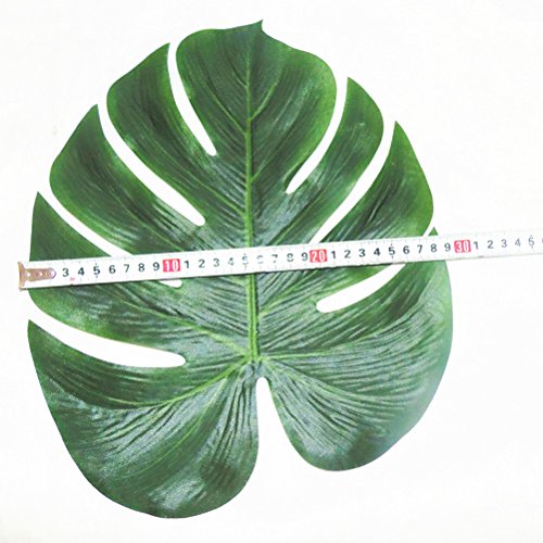 Tinksky Künstliche tropische Blätter 35x29cm gefälschte Palmblatt für Hawaii Luau Partei Dekorationen Pack 12pcs - 5